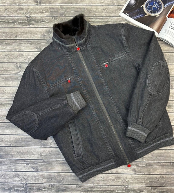 Джинсовая куртка из меха бобра KITON 159446 - фото 369274