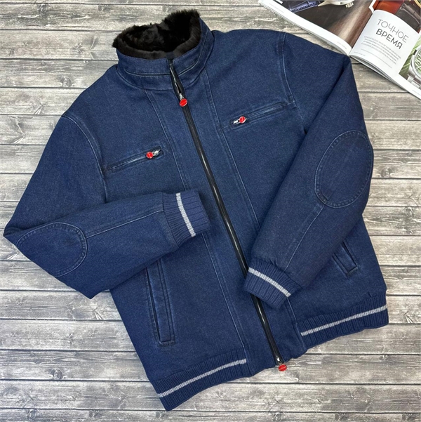 Джинсовая куртка из меха бобра KITON 159597 - фото 369278