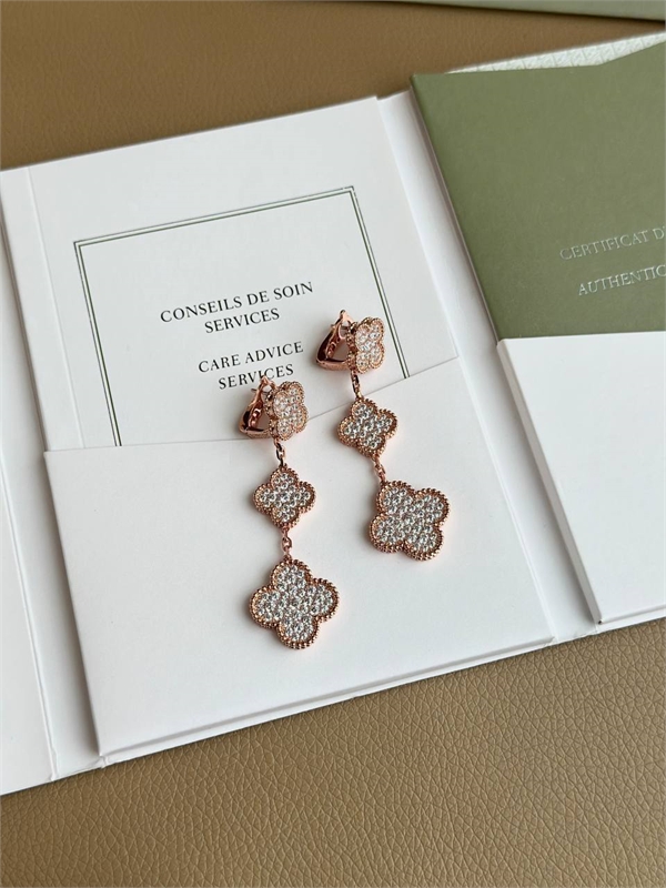 Серьги Van Cleef 3 мотива 163270 - фото 390916