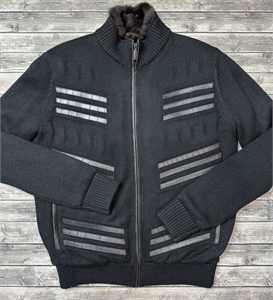 Кашемировый бомбер ZILLI со вставками кожи крокодила 156099 - фото 347673