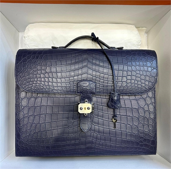 Портфель Hermes из кожи крокодила 136176 - фото 242643