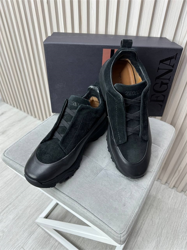 Кроссовки ZEGNA из натуральной замши со вставками из кожи 172661