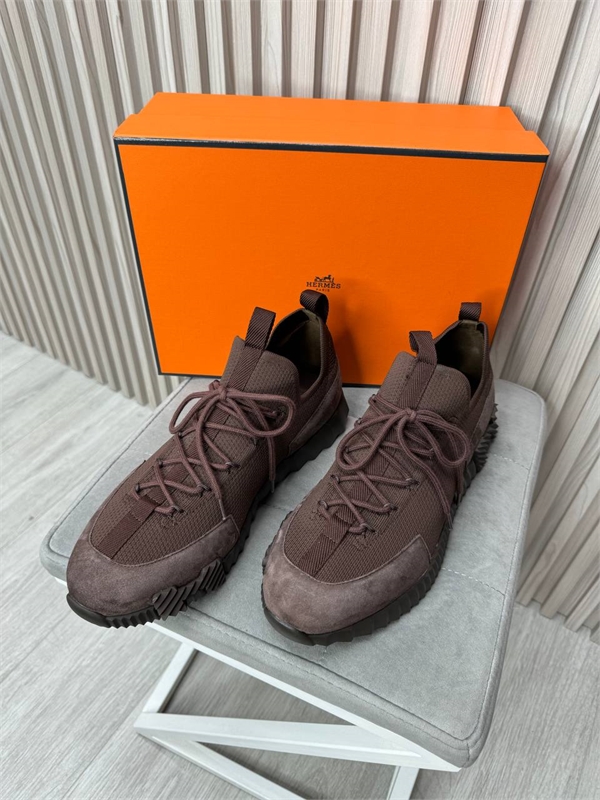 Текстильные кроссовки HERMES со вставками из замши 172665