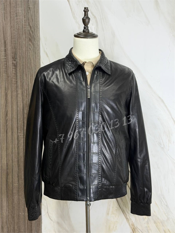 Кожаная куртка SR со вставками кожи крокодила 172699