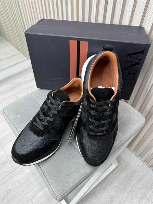 Кроссовки ZEGNA из натуральной кожи со вставками из замша 174217