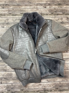 Кашемировый бомбер LP со вставками из кожи крокодила 167365