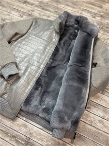 Кашемировый бомбер LP со вставками из кожи крокодила 167365